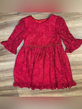 Pastourelle by Pippa & Julie Sz 6 Girl's Red Lace Holiday Dress